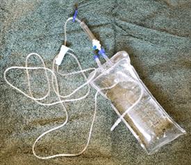 Drip set for IV fluid.