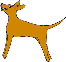 Drawing of a yellow dog showing lockjaw