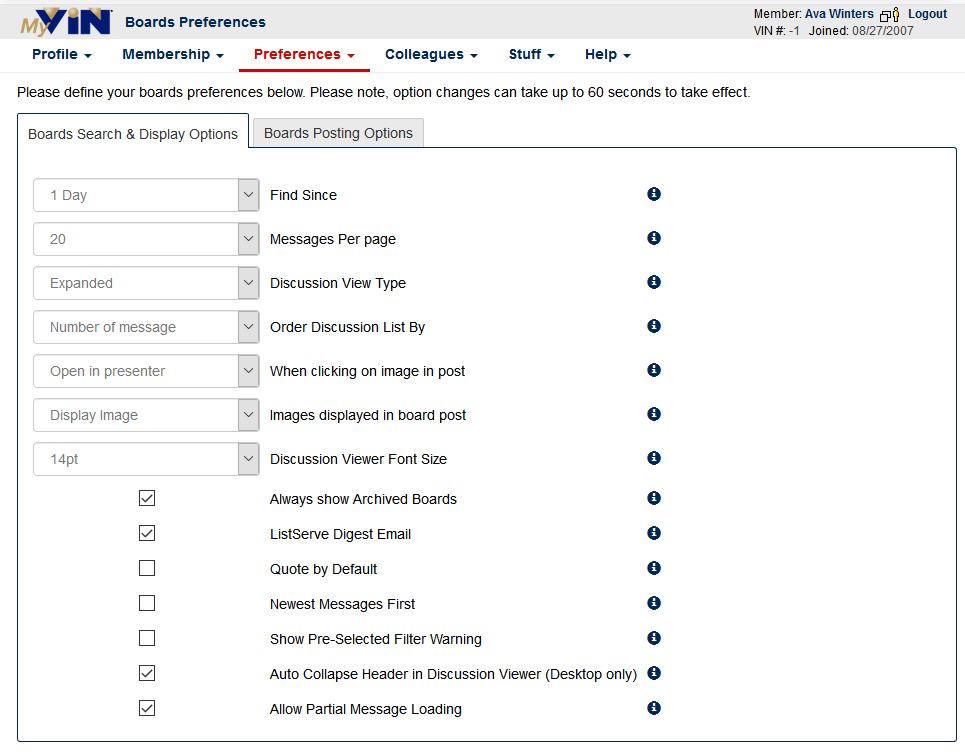 Board Preferences