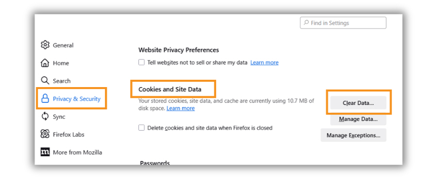 Image of Firefox Privacy settings