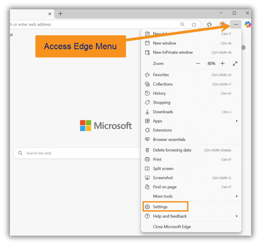 Image of Edge Menu to settings