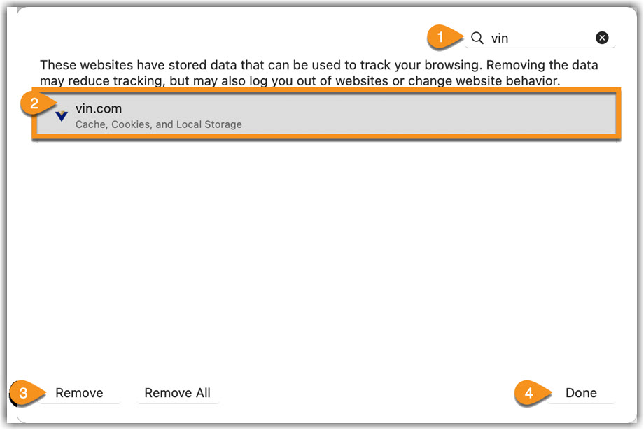 Image of Safari Remove cookies page