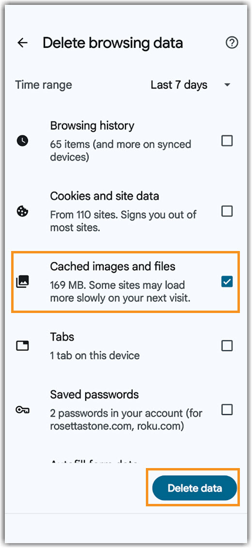 Image of Android Chrome more options selection