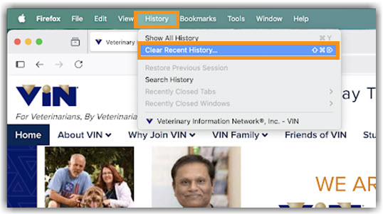 Image of Firefox on Mac History to Clear Recent History